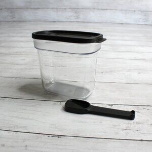 Tupperware Clear Storage Container Measuring Spoon Set Black Lid Sugar